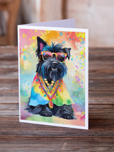 Load image into Gallery viewer, Scottish Terrier Hippie Dawg Greeting Cards - Blank Note Cards – 8-Pack of Artist-Designed Cards with Envelopes