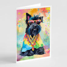 Load image into Gallery viewer, Scottish Terrier Hippie Dawg Greeting Cards - Blank Note Cards – 8-Pack of Artist-Designed Cards with Envelopes