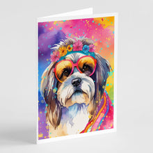 Load image into Gallery viewer, Shih Tzu Hippie Dawg Greeting Cards - Blank Note Cards – 8-Pack of Artist-Designed Cards with Envelopes