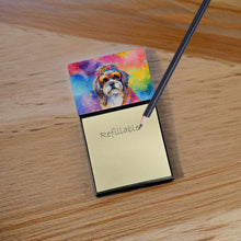 Load image into Gallery viewer, Shih Tzu Hippie Dawg Sticky Note Holder- Refiilable Desk Accessory Note Pad