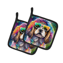 Load image into Gallery viewer, Shih Tzu Hippie Dawg Pot Holders - Set of 2 Decorative Kitchen Helpers | Made in the USA