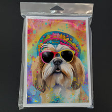 Load image into Gallery viewer, Shih Tzu Hippie Dawg Greeting Cards - Blank Note Cards – 8-Pack of Artist-Designed Cards with Envelopes
