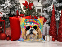 Load image into Gallery viewer, Shih Tzu Hippie Dawg Throw Pillow - 14x14 Decorative Pillow – Art for Your Home &amp; Patio