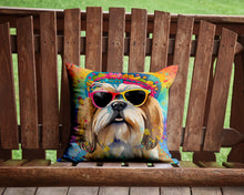 Load image into Gallery viewer, Shih Tzu Hippie Dawg Throw Pillow - 14x14 Decorative Pillow – Art for Your Home &amp; Patio