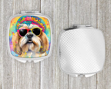 Load image into Gallery viewer, Shih Tzu Hippie Dawg Compact Mirror – Stylish Purse Mirror with Artistic Covers