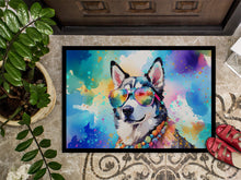 Load image into Gallery viewer, Siberian Husky Hippie Dawg Doormat - 24x36 Decorative Floor Mat – Indoor/Outdoor Rug with Artistic Flair
