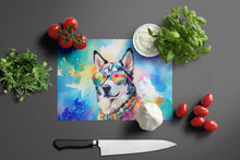 Load image into Gallery viewer, Siberian Husky Hippie Dawg Glass Cutting Boards – Durable, Decorative Kitchen Art Large