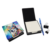 Load image into Gallery viewer, Siberian Husky Hippie Dawg PU Leather Note Paper Holder