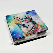 Load image into Gallery viewer, Siberian Husky Hippie Dawg PU Leather Note Paper Holder