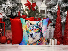Load image into Gallery viewer, Siberian Husky Hippie Dawg Throw Pillow - 14x14 Decorative Pillow – Art for Your Home &amp; Patio