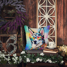 Load image into Gallery viewer, Siberian Husky Hippie Dawg Throw Pillow - 14x14 Decorative Pillow – Art for Your Home &amp; Patio