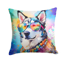 Load image into Gallery viewer, Siberian Husky Hippie Dawg Throw Pillow - 14x14 Decorative Pillow – Art for Your Home &amp; Patio