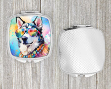 Load image into Gallery viewer, Siberian Husky Hippie Dawg Compact Mirror – Stylish Purse Mirror with Artistic Covers