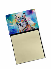 Load image into Gallery viewer, Siberian Husky Hippie Dawg Sticky Note Holder- Refiilable Desk Accessory Note Pad