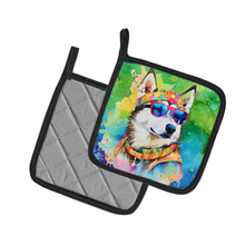 Load image into Gallery viewer, Siberian Husky Hippie Dawg Pot Holders - Set of 2 Decorative Kitchen Helpers | Made in the USA