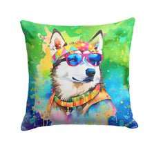 Load image into Gallery viewer, Siberian Husky Hippie Dawg Throw Pillow - 14x14 Decorative Pillow – Art for Your Home &amp; Patio