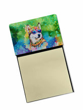 Load image into Gallery viewer, Siberian Husky Hippie Dawg Sticky Note Holder- Refiilable Desk Accessory Note Pad