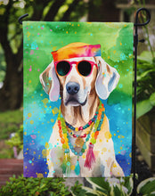 Load image into Gallery viewer, Weimaraner Hippie Dawg Garden Flag – Retro Dog with Sunglasses &amp; Multicolored Background