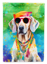 Load image into Gallery viewer, Weimaraner Hippie Dawg Garden Flag – Retro Dog with Sunglasses &amp; Multicolored Background