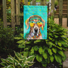 Load image into Gallery viewer, Weimaraner Hippie Dawg Garden Flag – Retro Dog with Sunglasses &amp; Multicolored Background