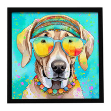 Load image into Gallery viewer, Weimaraner Hippie Dawg Framed Metal Print