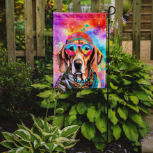 Load image into Gallery viewer, Weimaraner Hippie Dawg Garden Flag – Retro Dog with Sunglasses &amp; Multicolored Background