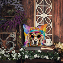 Load image into Gallery viewer, Weimaraner Hippie Dawg Throw Pillow - 14x14 Decorative Pillow – Art for Your Home &amp; Patio