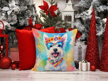 Load image into Gallery viewer, Westie Hippie Dawg Throw Pillow - 14x14 Decorative Pillow – Art for Your Home &amp; Patio