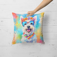 Load image into Gallery viewer, Westie Hippie Dawg Fabric Decorative Pillow