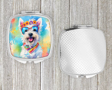 Load image into Gallery viewer, Westie Hippie Dawg Compact Mirror – Stylish Purse Mirror with Artistic Covers