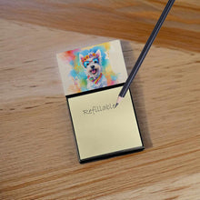 Load image into Gallery viewer, Westie Hippie Dawg Sticky Note Holder- Refiilable Desk Accessory Note Pad