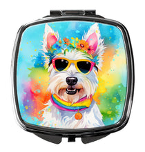 Load image into Gallery viewer, Westie Hippie Dawg Compact Mirror – Stylish Purse Mirror with Artistic Covers