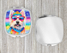Load image into Gallery viewer, Westie Hippie Dawg Compact Mirror – Stylish Purse Mirror with Artistic Covers