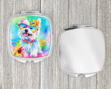 Load image into Gallery viewer, Westie Hippie Dawg Compact Mirror – Stylish Purse Mirror with Artistic Covers