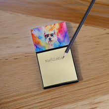 Load image into Gallery viewer, Westie Hippie Dawg Sticky Note Holder- Refiilable Desk Accessory Note Pad