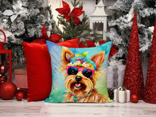 Load image into Gallery viewer, Yorkshire Terrier Hippie Dawg Fabric Decorative Pillow