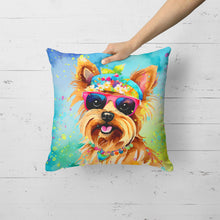 Load image into Gallery viewer, Yorkshire Terrier Hippie Dawg Fabric Decorative Pillow