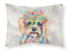 Load image into Gallery viewer, Yorkshire Terrier Hippie Dawg Standard Pillowcase – Artistic Decorative Front, White Back