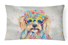 Load image into Gallery viewer, Yorkshire Terrier Hippie Dawg Fabric Decorative Pillow