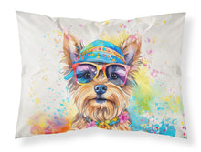 Load image into Gallery viewer, Yorkshire Terrier Hippie Dawg Standard Pillowcase – Artistic Decorative Front, White Back