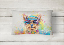 Load image into Gallery viewer, Yorkshire Terrier Hippie Dawg Fabric Decorative Pillow