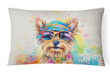 Load image into Gallery viewer, Yorkshire Terrier Hippie Dawg Fabric Decorative Pillow