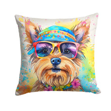 Load image into Gallery viewer, Yorkshire Terrier Hippie Dawg Throw Pillow - 14x14 Decorative Pillow – Art for Your Home &amp; Patio