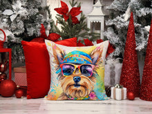 Load image into Gallery viewer, Yorkshire Terrier Hippie Dawg Fabric Decorative Pillow