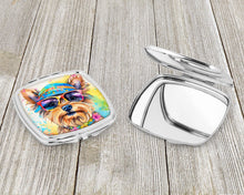 Load image into Gallery viewer, Yorkshire Terrier Hippie Dawg Compact Mirror – Stylish Purse Mirror with Artistic Covers