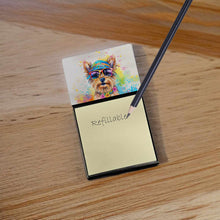 Load image into Gallery viewer, Yorkshire Terrier Hippie Dawg Sticky Note Holder- Refiilable Desk Accessory Note Pad