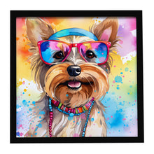 Load image into Gallery viewer, Yorkshire Terrier Hippie Dawg Framed Metal Print