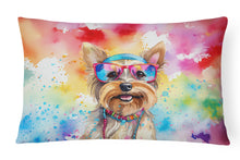 Load image into Gallery viewer, Yorkshire Terrier Hippie Dawg Fabric Decorative Pillow