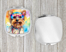 Load image into Gallery viewer, Yorkshire Terrier Hippie Dawg Compact Mirror – Stylish Purse Mirror with Artistic Covers