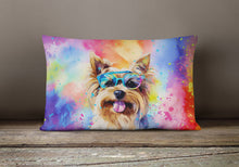 Load image into Gallery viewer, Yorkshire Terrier Hippie Dawg Fabric Decorative Pillow